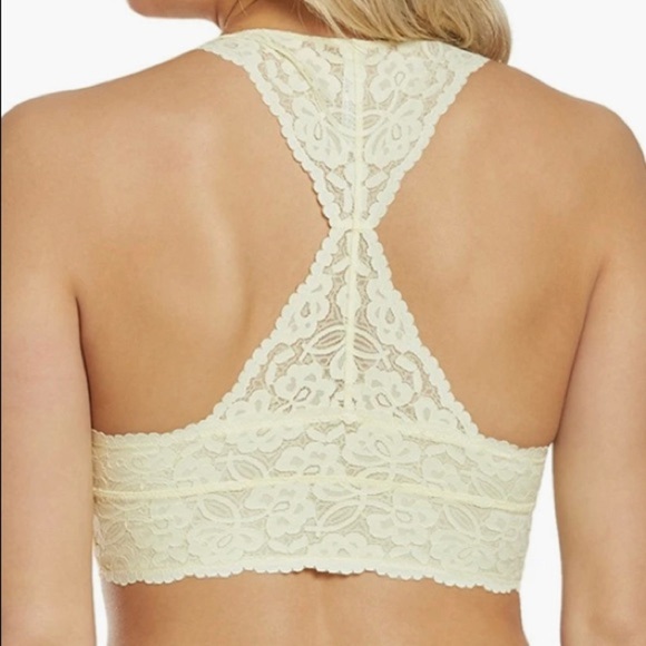 S M L NWT Free People Galloon Lace Racerback Bralette Yellow Small Medium Large - Picture 4 of 11